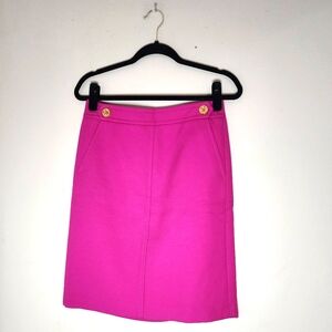 Talbots Hot Pink w/ Gold Buttons A-Line Skirt Size 2
